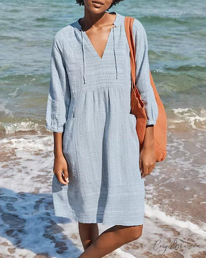 Solid Resort Pocket Dress Blue / S