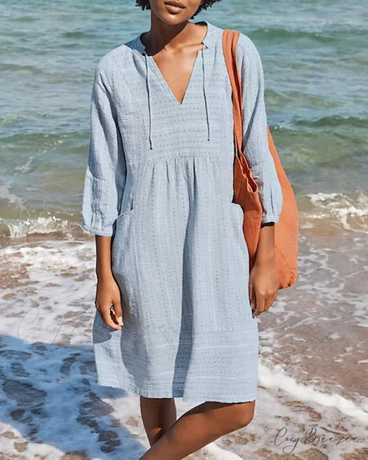 Solid Resort Pocket Dress Blue / S