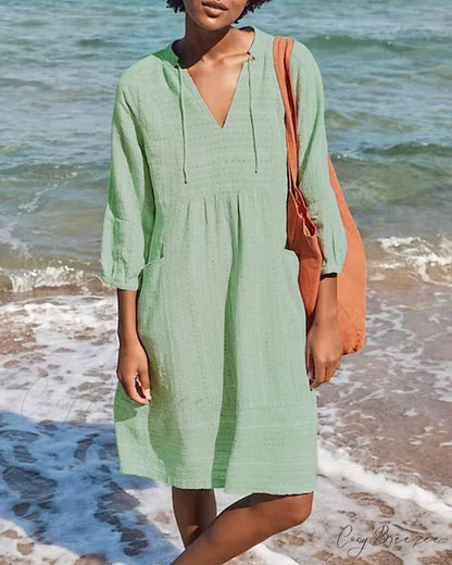 Solid Resort Pocket Dress Green / S