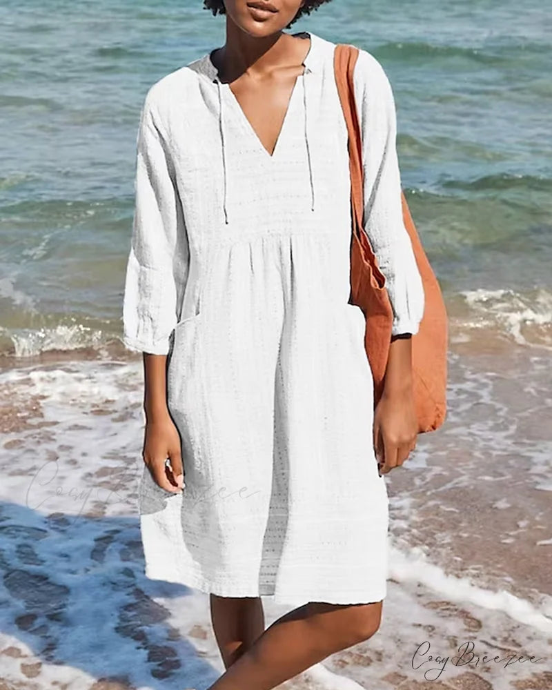 Solid Resort Pocket Dress White / S
