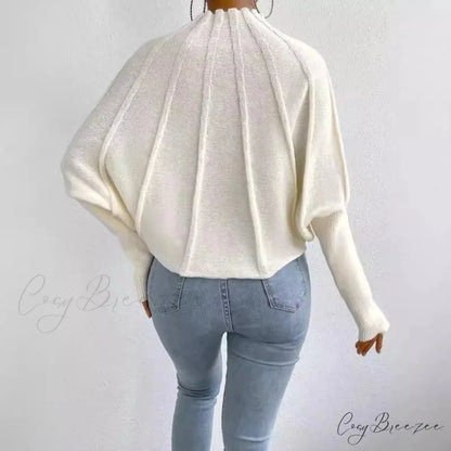Solid Round Neck Batball Sleeve Loose Sweater swraters-241228
