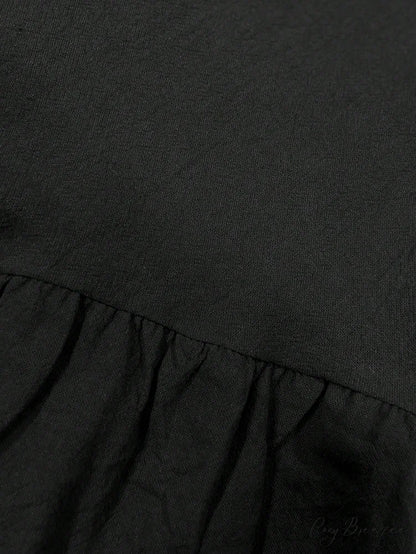 Solid Ruffle Hem Smock Dress