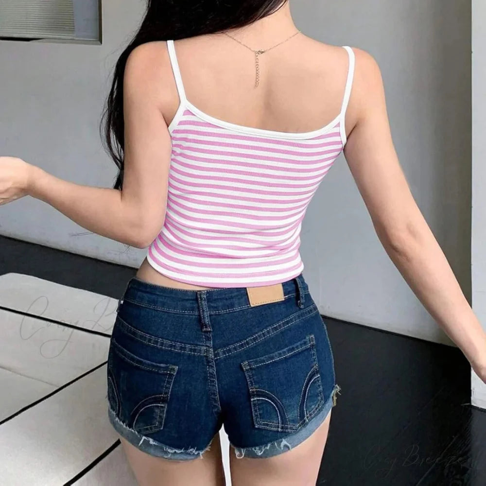 Solid Striped Slim Crop Top croptop-250223