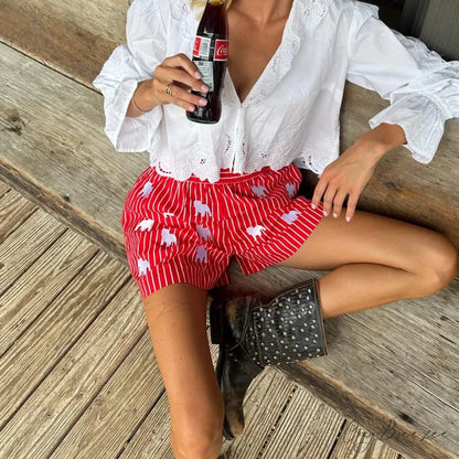 Solid Tiered Gathered Slim Short short-250223