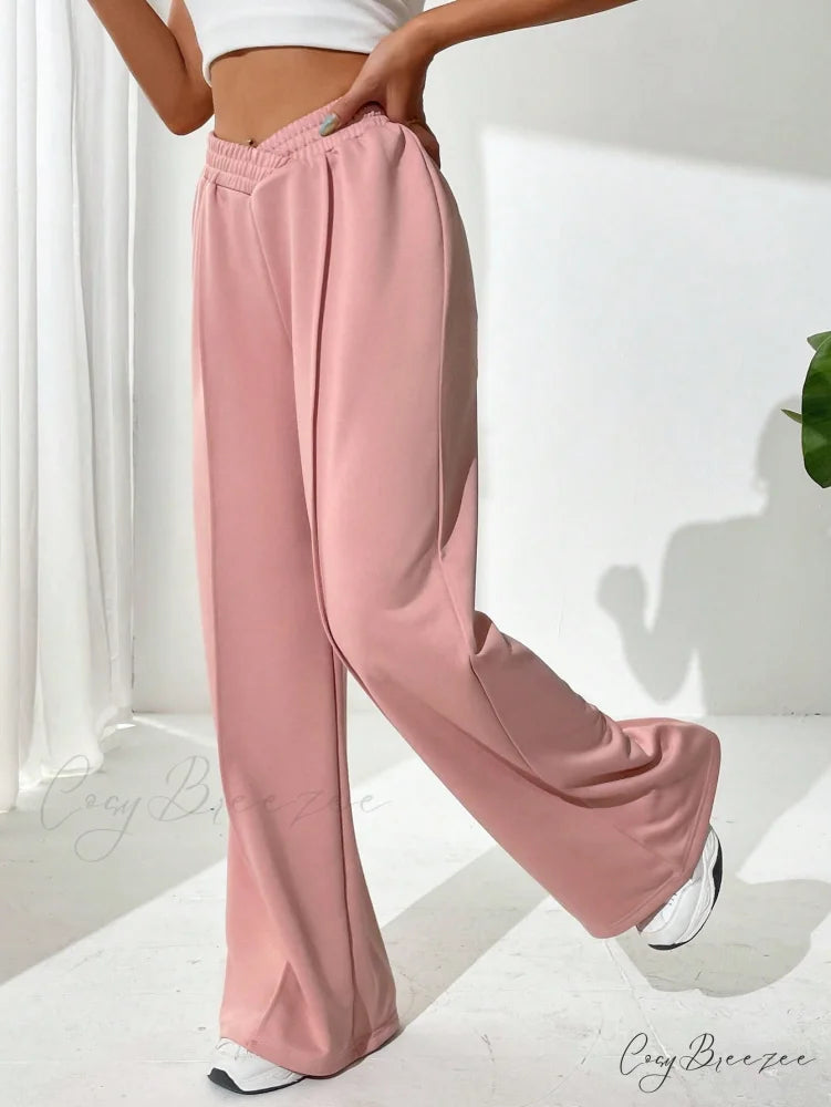 Solid Wide Leg Sweatpants