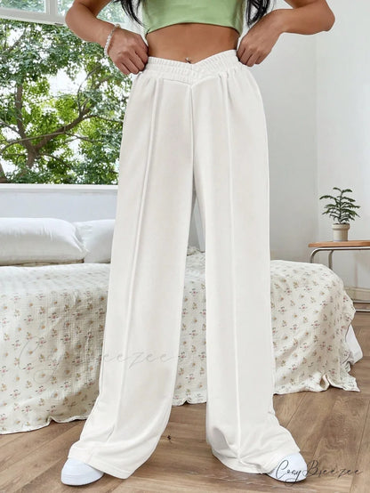 Solid Wide Leg Sweatpants White / XS