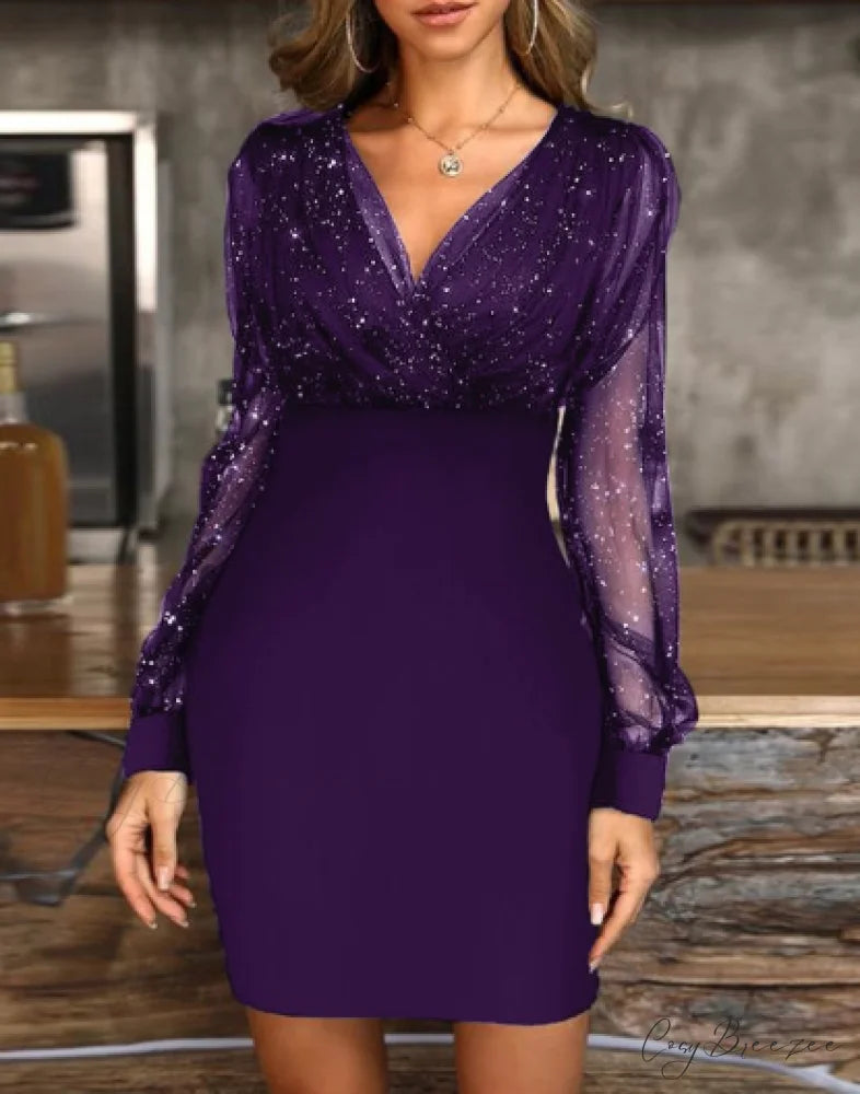 Solid Women Full Sleeve Bodycon Dress S / purple