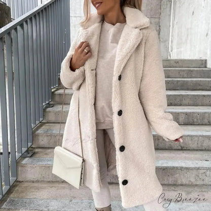 Solid Woolen Coat with Belted Coat overcoats-241228
