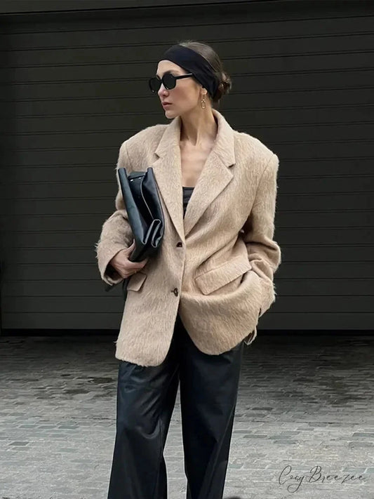 Solid Woolen Short Coat coats-241228