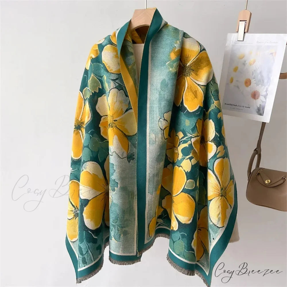 Sophisticated Floral Pashmina Winter Cashmere Scarf scarf-241228