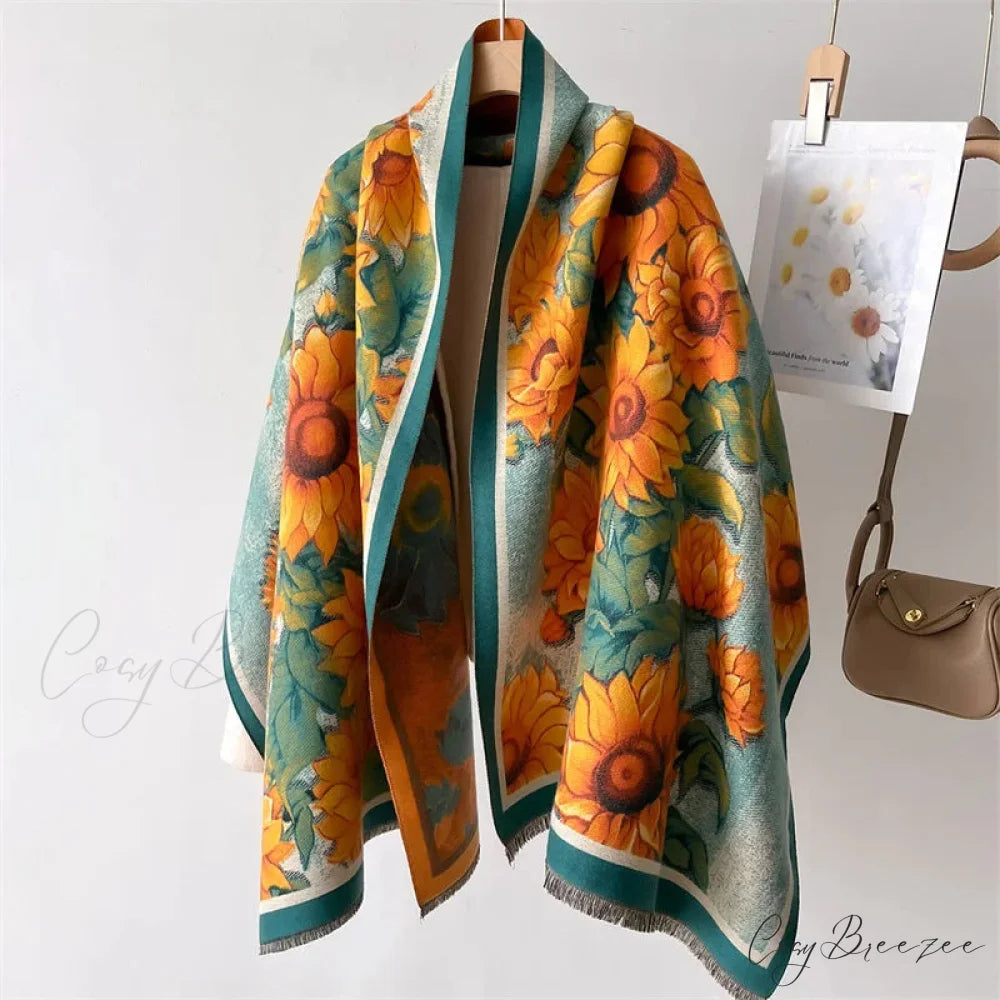 Sophisticated Floral Pashmina Winter Cashmere Scarf scarf-241228