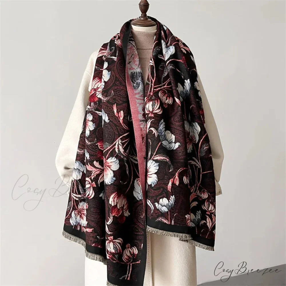 Sophisticated Floral Pashmina Winter Cashmere Scarf Multi Color10 scarf-241228