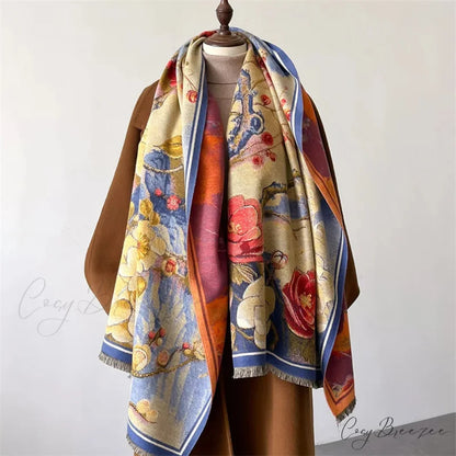 Sophisticated Floral Pashmina Winter Cashmere Scarf Multi Color11 scarf-241228