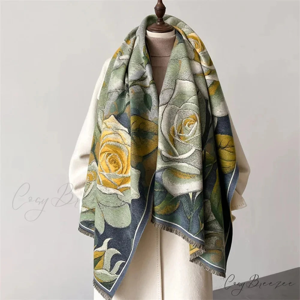 Sophisticated Floral Pashmina Winter Cashmere Scarf Multi Color2 scarf-241228