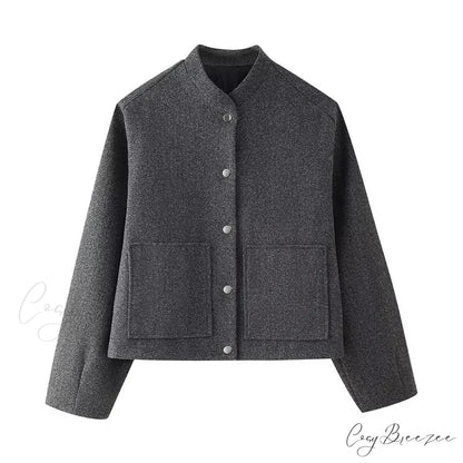 Sophisticated Solid Wool One-Button Coat gray 1 / S overcoats-241228