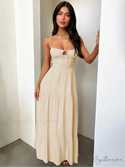 Sophisticated Wrap Flared Holiday Dress APRICOT / S vacationdress-250223