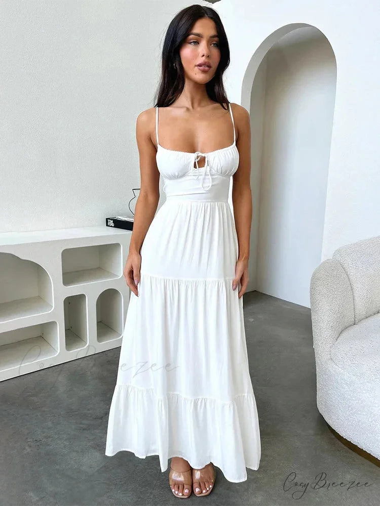 Sophisticated Wrap Flared Holiday Dress White / S vacationdress-250223