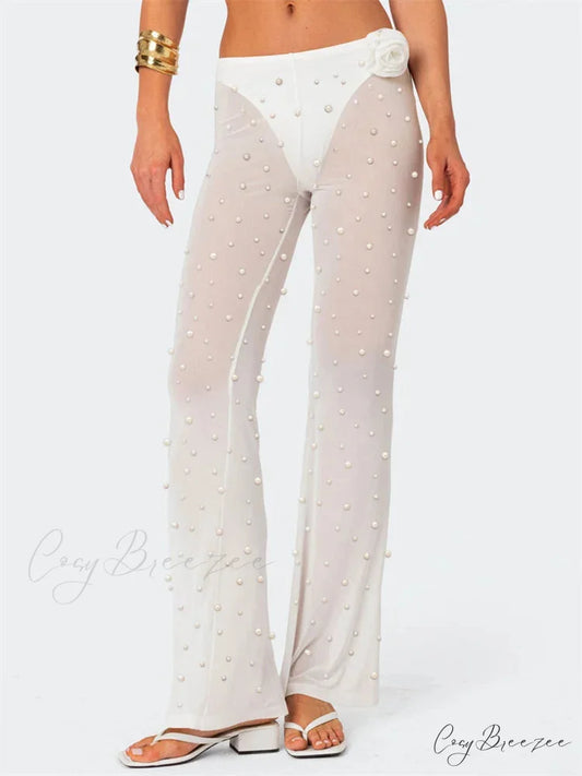 Spacious Striped Pull-Tie Stretchy Casual Sweatpant WHITE / S pant-250223