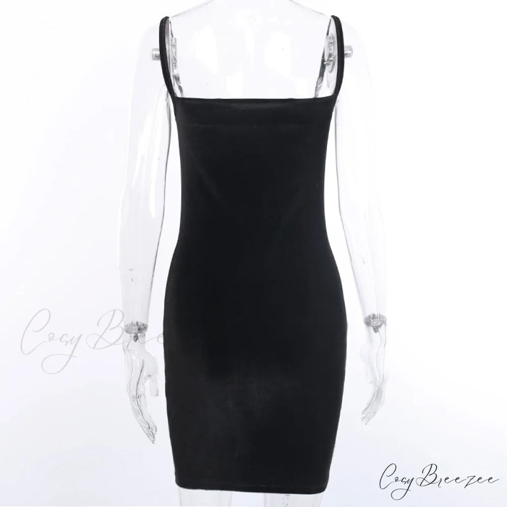 Spaghetti Ruched Off Party Gown Skinny Shoulder Womens Elegant Sleeveless Black Strap Velvet Mini Front Dress
