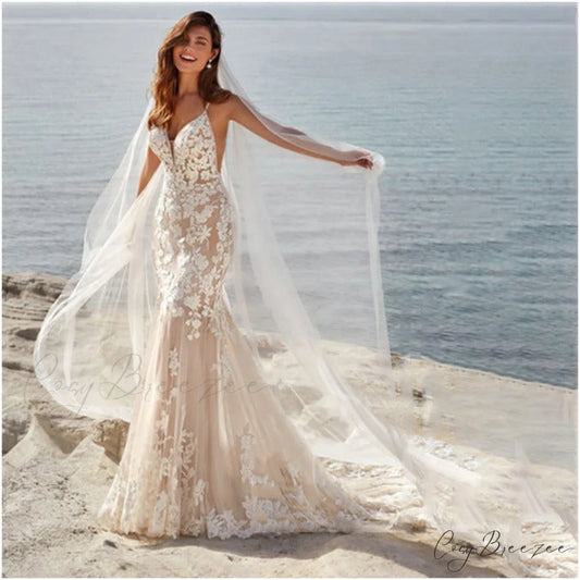Spaghetti Strap Elegant Wedding Dress weddingdress-250223