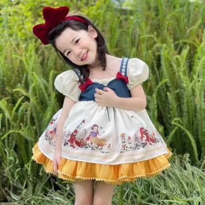 Spanish Snow White Princess Bow Lolita Kid Costume 2T(90) / Blue