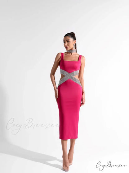 Sparkling Diamonds Midi Party Dress