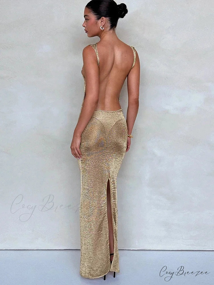 Sparkling Glitter Fitted Holiday Dress vacationdress-250223