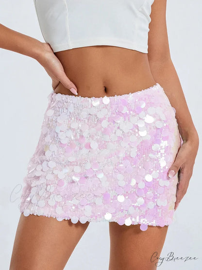 Sparkling Sequin Glitter Mini Skirt skirts-250223