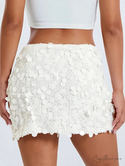 Sparkling Sequin Glitter Mini Skirt skirts-250223