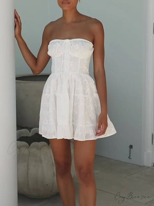 Special Holiday Stylish Lace Mini Dress White / S