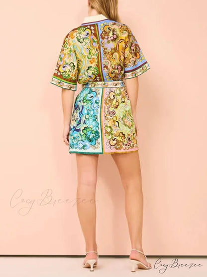 Special Satin Stylish Print Mini Dress