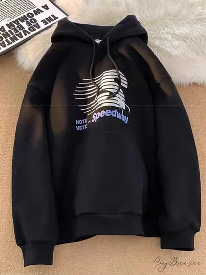 Speedway Letter Graphic Hoodie Black / M(40-45KG) hoodies-241228