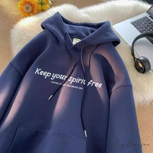 Spirit Free Letter Printed Hoodie hoodies-241228
