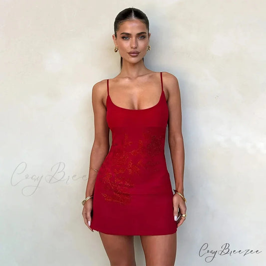 Spliced Club Chic Holiday Dress Red / S vacationdress-250223