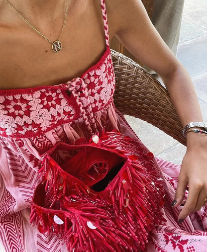 Spliced Crochet Strap Boho Dress bohodress-250126