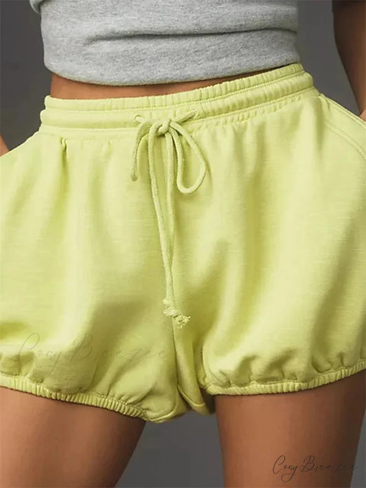 Spliced Fitted Low-Waist Short green / S short-250223