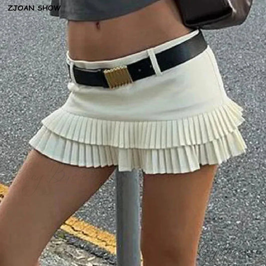 Spliced Pleated Skater Skirt WHITE / S skirts-250223