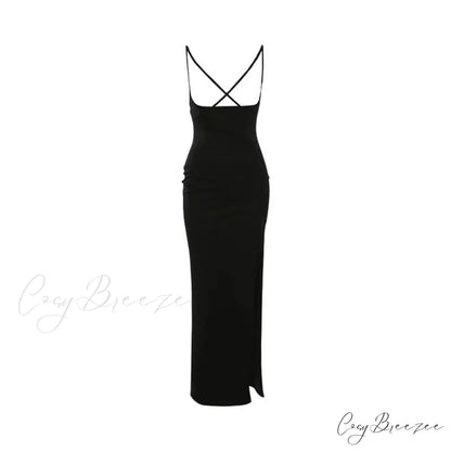 Split Gown Slim Set Women Piece Two T-Shirt Set Design Suit Long Arm Y2K One piece dress / S