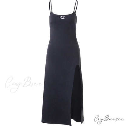 Split Hem Bodycon Dress in Black