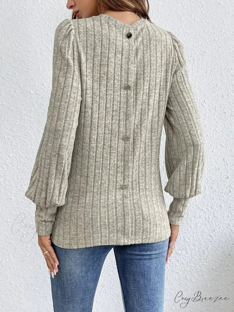 Spring Autumn Casual Crewneck Loose Knit T-shirt knittop-250126