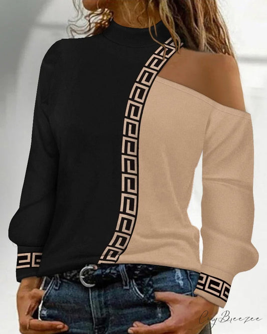 Spring Casual T-shirt Shoulder Blouse Arm Women’s Dew Fashion Mesh Top style h2 / S