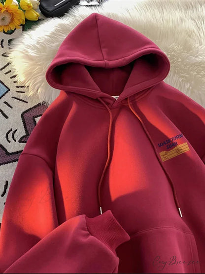 Spring Letter Graphic Streetwear Hoodie Red / M(40-50KG) hoodies-241228