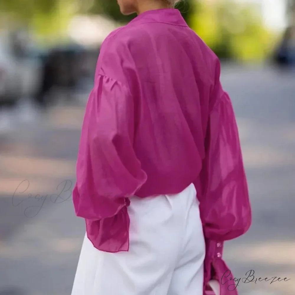Spring Office Relaxed Shirt blouse-250223