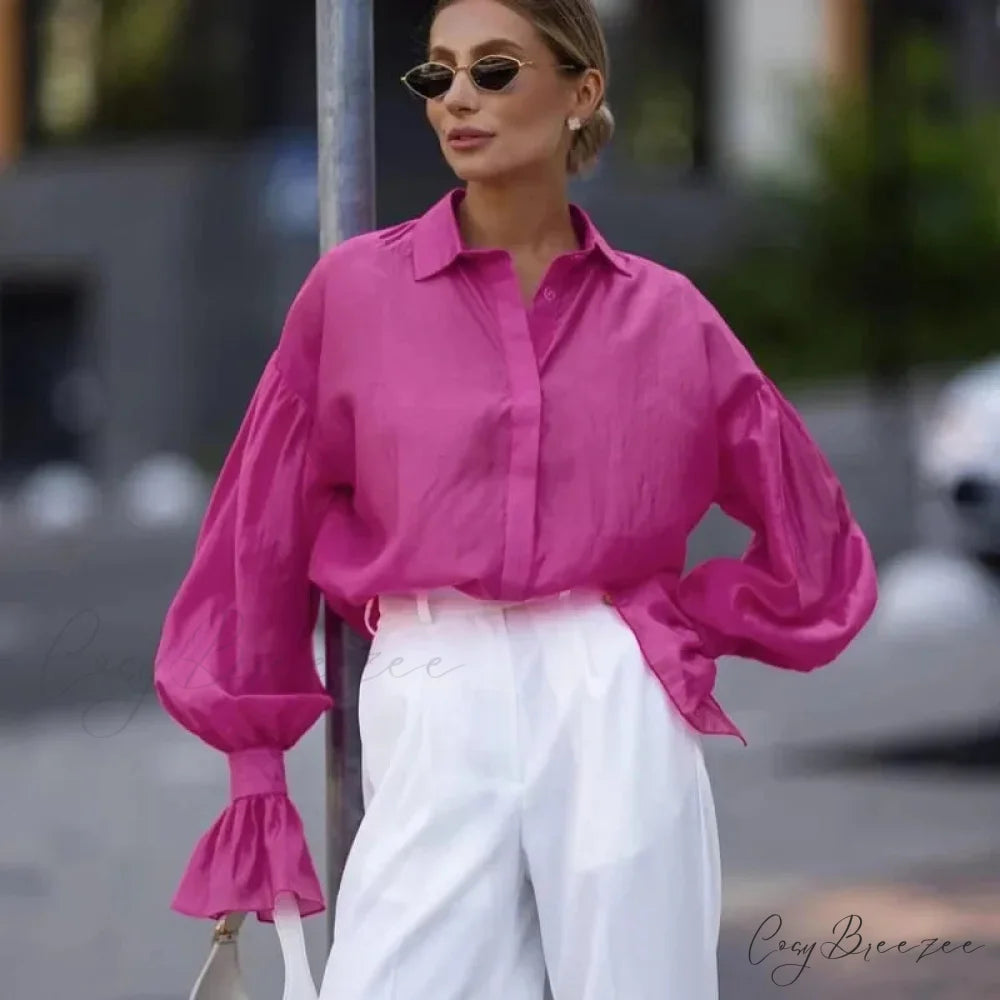Spring Office Relaxed Shirt blouse-250223