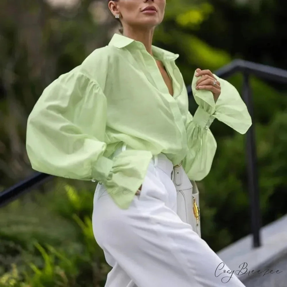 Spring Office Relaxed Shirt blouse-250223