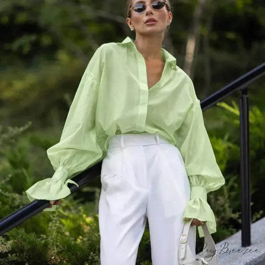 Spring Office Relaxed Shirt blouse-250223