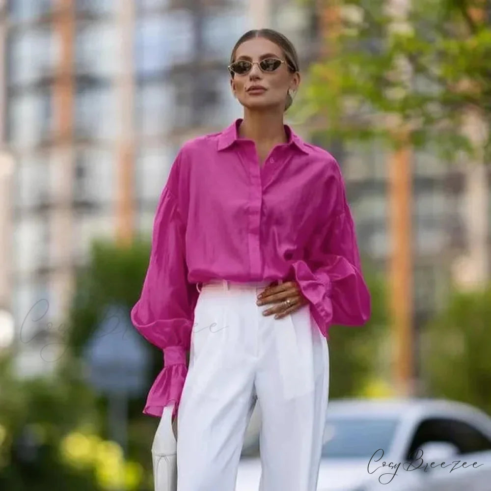 Spring Office Relaxed Shirt blouse-250223