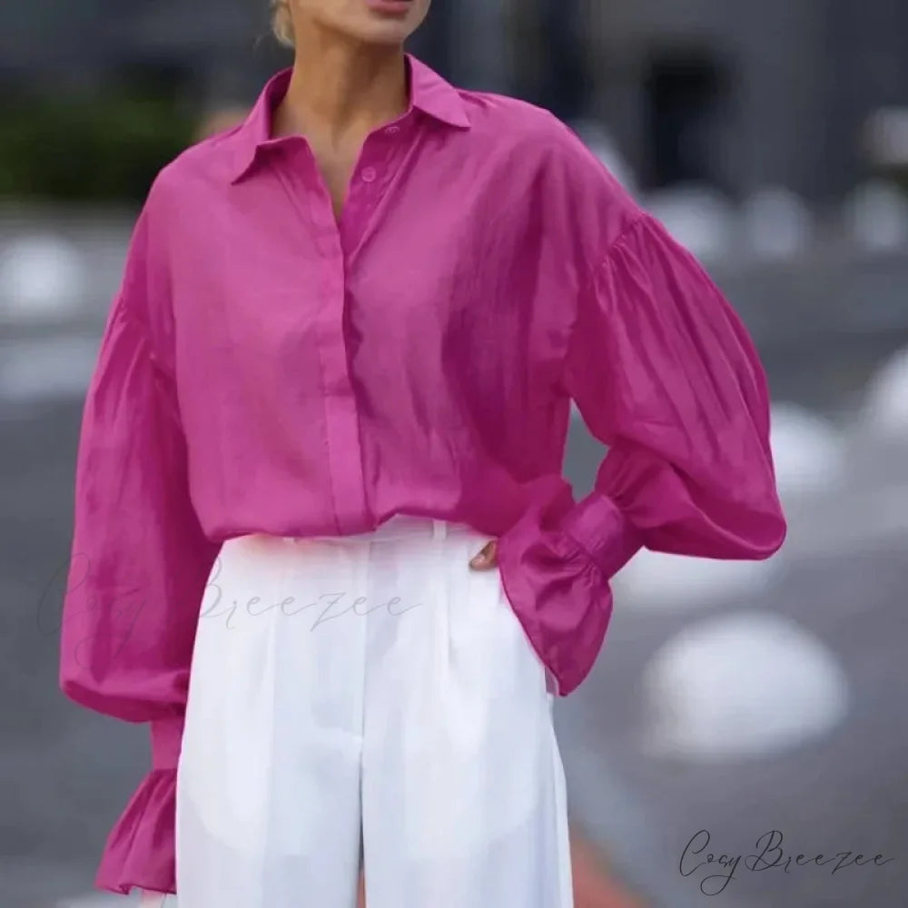 Spring Office Relaxed Shirt Pink / S blouse-250223