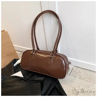 Spring Retro PU Leather Underarm Bag Brown shoulder-250126