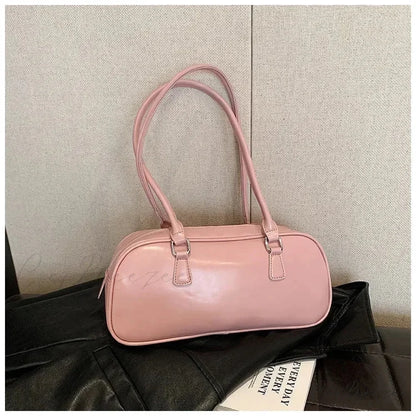Spring Retro PU Leather Underarm Bag Pink shoulder-250126